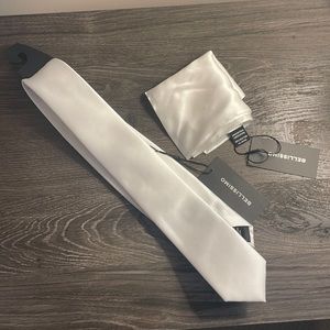 Bellissimo White Tie and Pocket Square